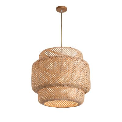 China Modern Hot Selling Best Price Bamboo Handmade Wicker Hanging Lamps Rattan Pendant Light Led Chandelier For Foyers Ceiling Lamps for sale