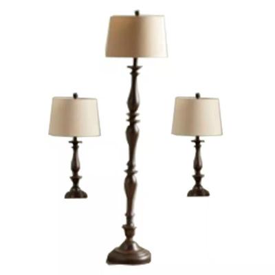 China Modern New Design Popular Resin Floor Lamp Set Of 3 With Beige Fabric Shade for sale