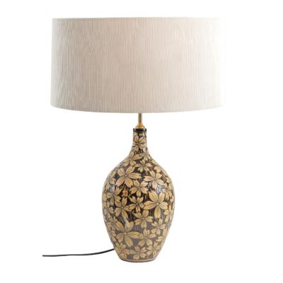 China Modern Chinese style painted ceramic home decoration lamp guest room table bedside large fabric table lamp for sale