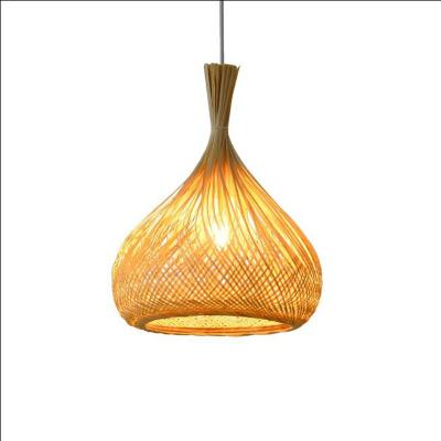 China New Morden Restaurant Handmade Natural Weave Hanging Bamboo Lamp Ceiling Lamp Bottle Light Pendant Style for sale