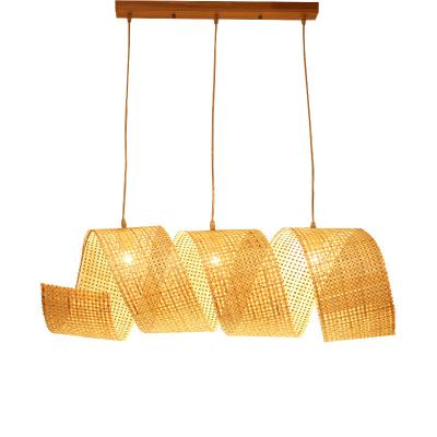 China Modern Morden Style Bamboo Lighting Chinese Weave Rattan Wicker Lantern Bamboo Weaving Pendant Light Hanging Lamp For Restaurant Cafe for sale