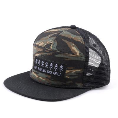 China Wholesale 7 Panel Printing COMMON Wheat Patches Trucker Hats Custom Patch Logo Trucker Cap Camouflage Hat for sale