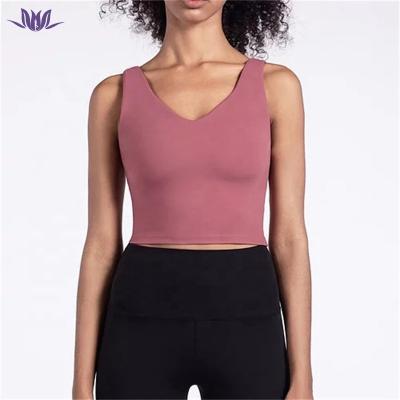 China Breathable Eation Sports Wear Pink V Active Fitness Vest Unique Breathable Yoga Top For Women for sale