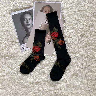 China Breathable fashional flower ladies korean women socks factory custom logo designer socks designer for sale