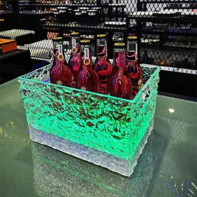 China Wholesale Custom Viable Plastic Champagne Beverage Tubs Large Luminous LED Acrylic Wine Cooler For Night Club for sale