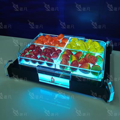 China SheFan Restaurant Home Wedding Party Lounge Bar Hotel Restaurant Snack Dish Colorful Glowing Colorful Fruit Vegetables Serving Tray for sale