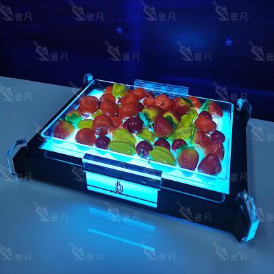 China SheFan Restaurant Home Wedding Party Lounge Bar Hotel Restaurant Snack Dish Colorful Glowing Colorful Fruit Vegetables Serving Tray for sale