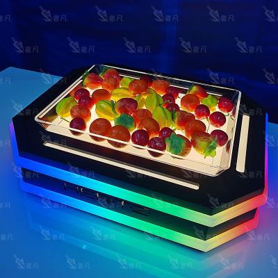 China SheFan Restaurant Home Wedding Party Lounge Bar Hotel Restaurant Snack Dish Colorful Glowing Colorful Fruit Vegetables Serving Tray for sale