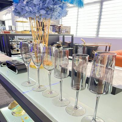 China Durable Custom Wholesale Acrylic Plastic Logo Cylinder Shaped Goblet Frosted Champagne Wine Glasses Flutes For Party From Amazon Hotsell for sale