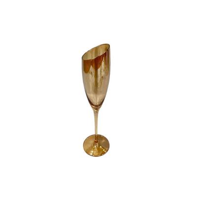 China Factory Wholesale Durable Custom Gold Beveled Hand Plastic Tumbler Mouth Shaped Champagne Wine Glasses Acrylic Flutes for sale