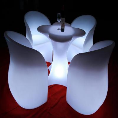 China Factory wholesale custom 2022 colorful glowing rechargeable plastic table eco-friendly led and luminous bar stools chair for sale