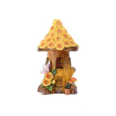 China Hot Sale Solar Drainage Amazon Mini Resin Tree House Decorative Light Ornaments Garden Outdoor Yard Villa Balcony Home Decoration for sale