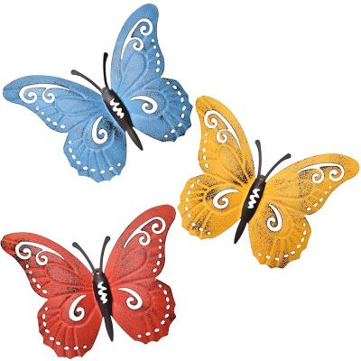 China Drainage Wall Art Indoor or Outdoor 3d Metal Wall Decor Butterfly Set for sale