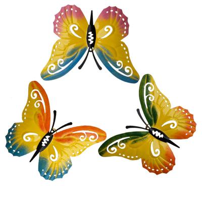 China Drainage Wall Art Indoor or Outdoor 3d Metal Wall Decor Butterfly Set for sale