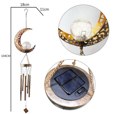 China Drainage Moon Star Sun Solar Powered Fairy Wind Chime Led Wind Chime Solar Light Garden Decoration Cardinal Chime for sale