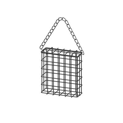 China Drainage Suet Cakes Feeding Metal Square Bird Feeder With Chain Feeder Chain Wild Cage Hanging Bird Iron Cage for sale