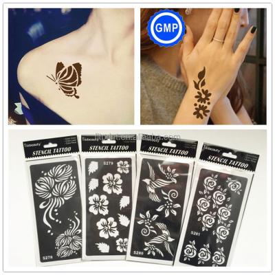 China Hot Selling Temporary Temporary Tattoo Stencil Cavity Tattoo Sticker With Henna Cone Painting for sale