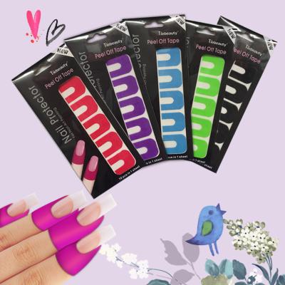 China Newest nail foil+glue factory supplier nail accessories nail art U shape Anti-overflow polish peel off nail protector for sale