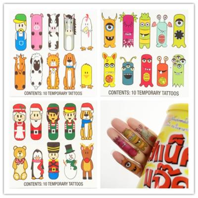 China Temporary OEM Customized Design Kids Cartoon Finger Tattoo Christmas Animals Eyes Pattern Cute Style Kids Tattoo Sticker for sale