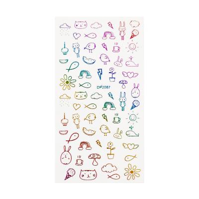 China 3D Nail Art Sticker Decoration Colorful Bronzing Nail Art Applique Finger Nail Nail Art Jewelry With Adhesive for sale