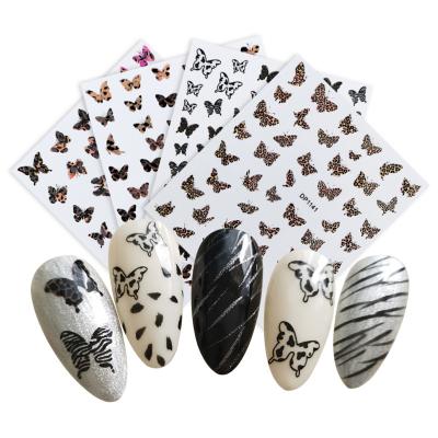 China Easy Apply Nail Art Accessory Factory Supply Leopard Print Butterfly Nail Stickers for sale