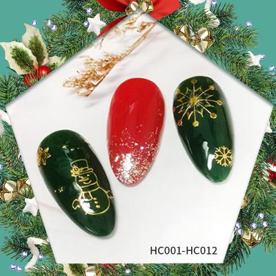 China Easy Apply Chrismas Design Nail Art Sticker 3D Rainbow Color Nail Decal Metallic Glow In The Dark for sale