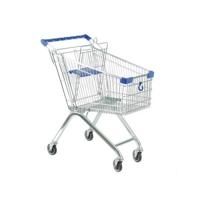 China Folding European Supermarket Metal Wire Shopping Trolley Grocery Store Shopping Trolley for sale