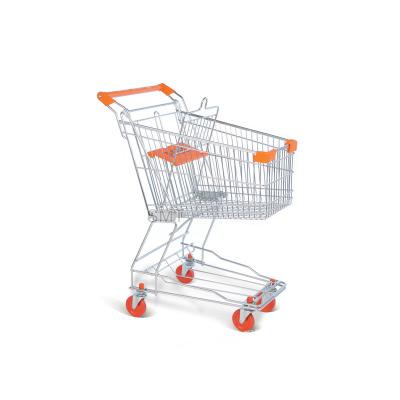 China 60L Heavy Duty Metal Folding Asian Style Supermarket Shopping Trolley Shopping Trolley Cart For Sale for sale