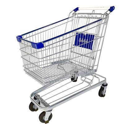 China Steel Grocery Mall Folding German Style Supermarket Shopping Trolley Metal Shopping Trolley With Wheels for sale