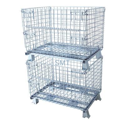 China Save Space Heavy Duty Collapsible Warehouse Metal Wire Mesh Storage Container for sale