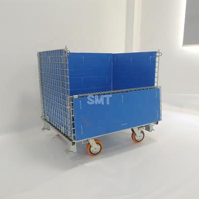 China Save Space Mesh Box Wire Cage Metal Trash Storage Container for sale