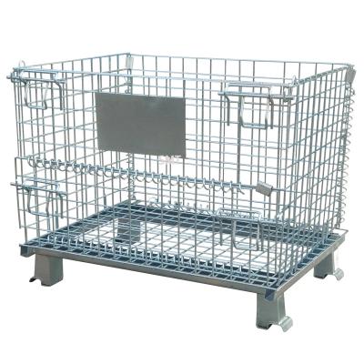 China Space Saving Galvanized Collapsible And Stackable Warehouse Storage Wire Mesh Container for sale