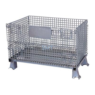 China Space Saving Galvanized Collapsible Security Storage Metal Wire Mesh Roll Cage Container for sale