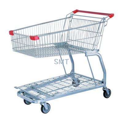 China Tools Metro Style Double Layer Warehouse Trolley Cargo Storage Transport Trolley Cart for sale