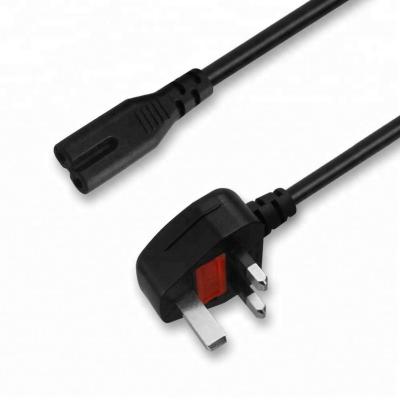 China Home Appliance Universal 3 Plug Cord 2*0.75Mm New Fork 3 Pin Mian Plug In Figure 8 AC Power Cable British Standard For Laptop for sale