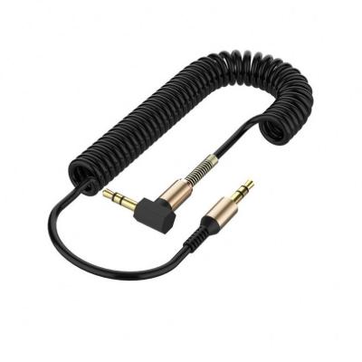 China 3.5mm Male to Male TRS 3.5mm TRS Male Retractable Stretch Cord Audio Cable Right Angle 3 Pole Male to Aux Main Cable. male coiled spring for sale