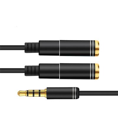 China TRS aux. TRRS 4 Pole 1 Male 2 Female Audio Video Pole 4 Audio Cable Y Splitter Audio Cable for sale