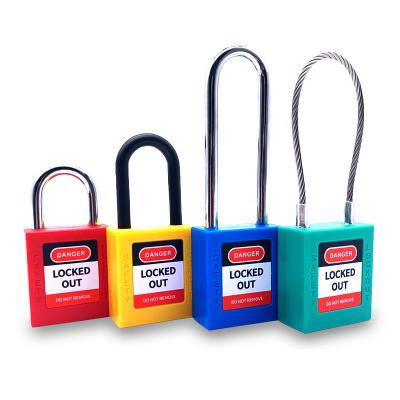 China High Security Plastic Isolation Body High Security Padlock Cost Effective ABS Padlock LOTO Red Construction Nylon Padock Lockout With Key for sale