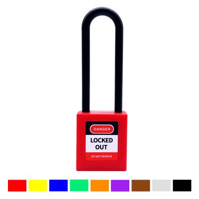 China High Security 76mm Long Shackle Labor Safety Nylon Plastic Lockout Red Padlock for sale