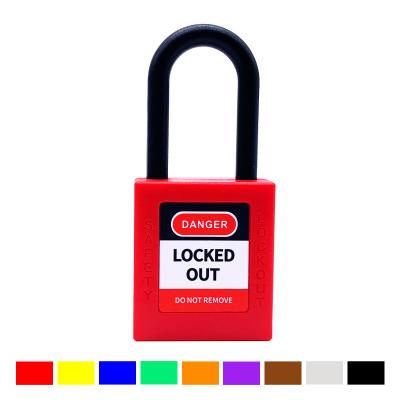 China High Security 38mm Nylon Plastic Shackle Insulated Padlock Isolation Electric Padlock for sale