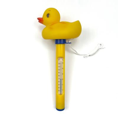 China Household Swimming Pool Pets Swimming Pool Float Yellow Duck Bule Whale Turtle Plastic Pool Float Thermometers for sale