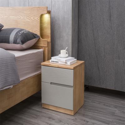 China Modern Nordic Luxury Wooden Extendable Bedside Table Nightstand Bedroom Furniture Double Suction Nightstand Home Furniture for sale