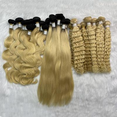 China Virgin Ombre Mink Brazilian Double Bundle Extension 613 Direct Blonde Cuticle Aligned Hair Body Wave Hair Factory Vendors for sale