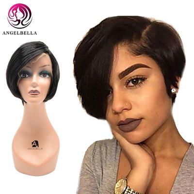 China Wholesale Cheap Short Straight Lace Front Human Hair Angelbella Front Lace Wig Brazilian Remy Short Wigs for sale