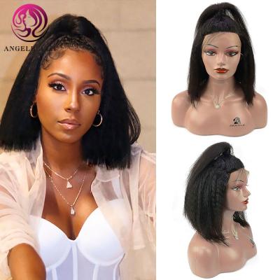 China Angelbella Natural Unprocessed Silky Straight Brazilian Hair Wig Curly Straight Lace Front Wig For Women for sale