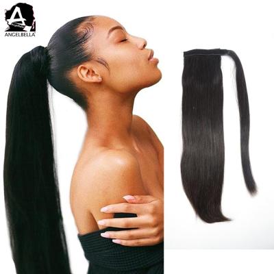 China 1b# Drawstring Brazilian Silky Straight Ponytail Hair Extensions Angelbella Ponytail Remy Brazilian Hair for sale