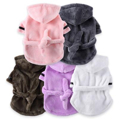 China Long Stocked Dog Drying Towel Robe with Hooded and Waistband Super Absorbent Pampers Dry Coat Puppy Long Sleeve Bathrobe for sale