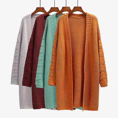 China Anti-wrinkle factory OEM &ODM checkerboard women sweater coat solid color loose v-neck knitted cardigan sweater for sale