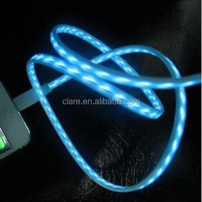 China Mobile Phone Types Running Light Led USB Cable, OEM Factory Price Flash Light LED USB Data and Charging Cable for sale