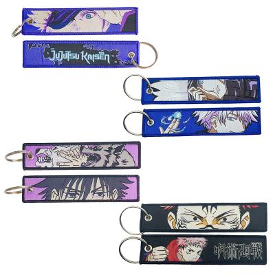 China Promotion Gift Keychain Souvenir Fashion Promotional Anime Embroidery Hoop Custom Flag Fabric Brand Name Logo Keychains With Good Sewing Embroidered Keychain for sale